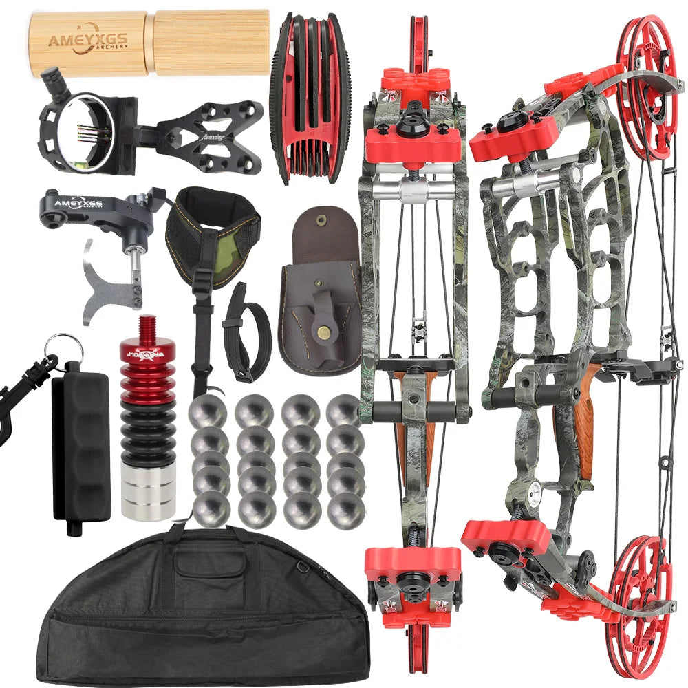 Let off 80% Compound Dual-use Bow Set 19" Axle 30-60lbs Hunting Steel Ball 420FPS Right Hand for Adults Hunting Shooting