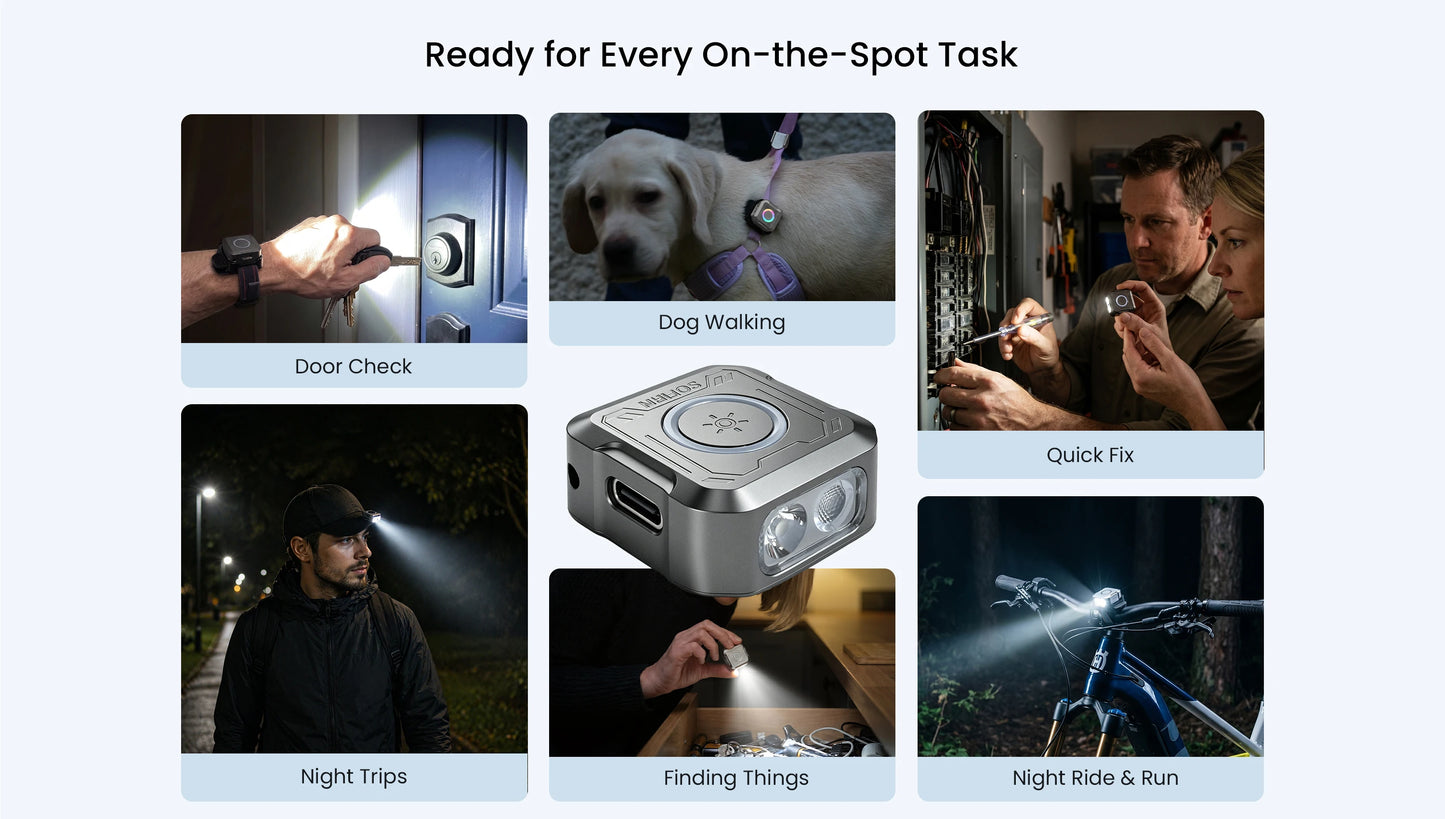 Mini EDC SE1 300LM Pocket Flashlight RGB Signal Ring with UV Light and Magnetic for Night Run Door Check