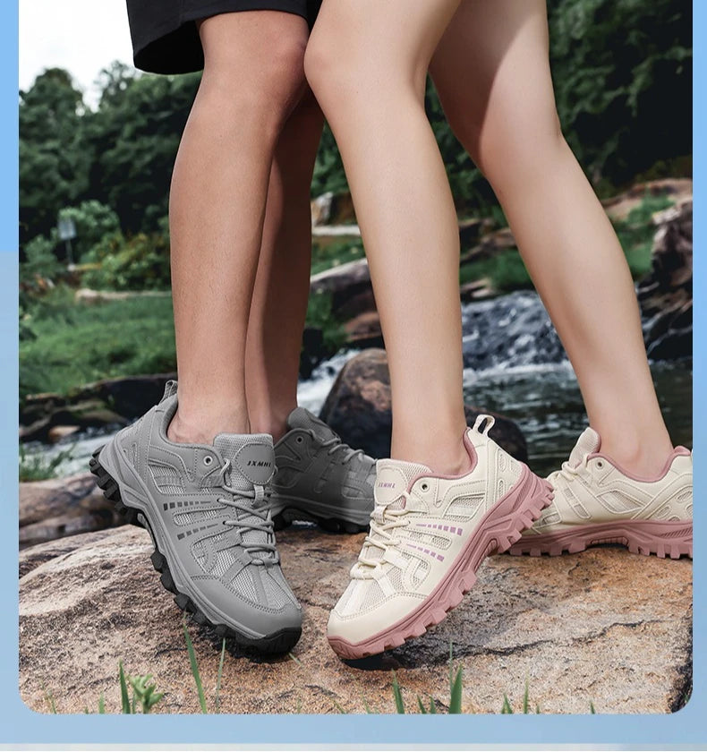 Hiking Shoes Women Shock-absorbing Lace-up Outdoor Low-top Men Shoes Comfortable Flat Breathable Casual Sneakers Men