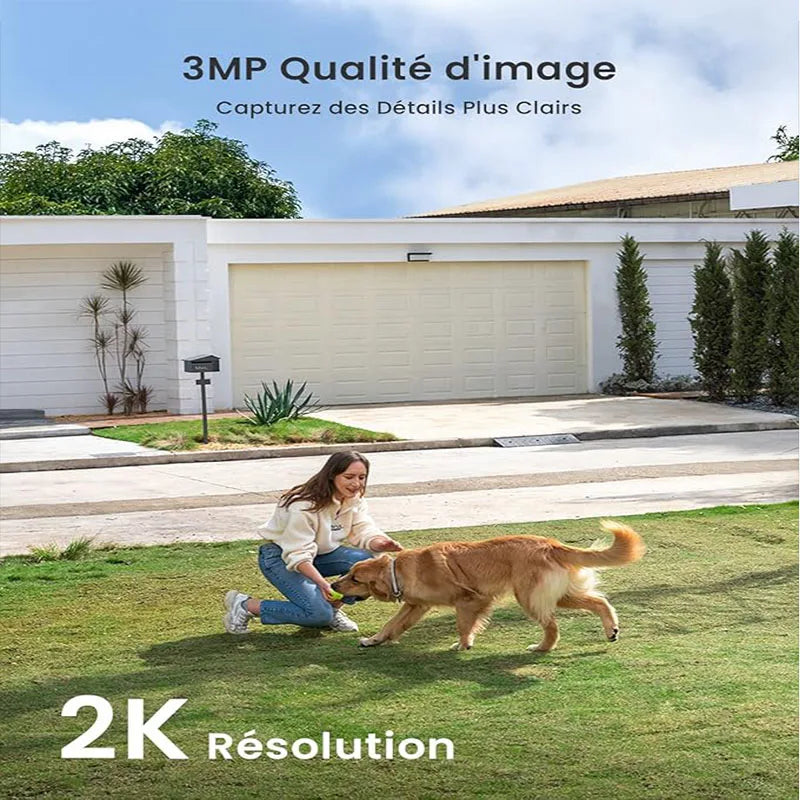 2 PCS 2K Wireless WiFi Surveillance Camera with Battery, Night Vision,Colour and AI & PIR Motion Detection,Outdoor/Indoor