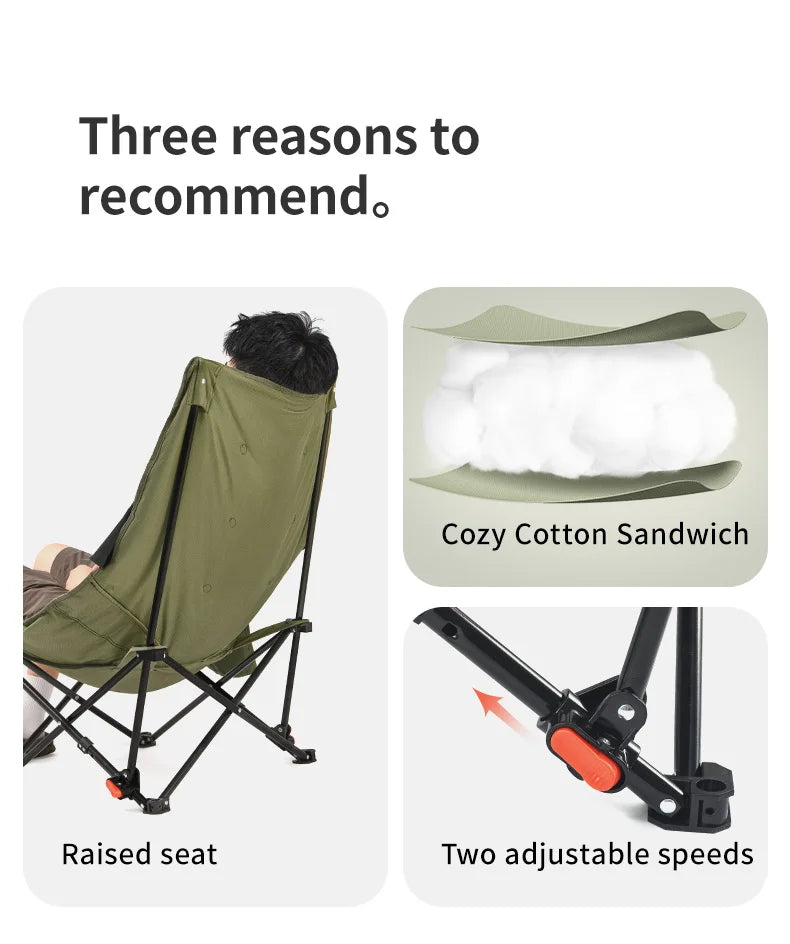 High Back Moon Chair Camping Outdoor Fishing Folding Adjustable Lounge Chair Portable Picnic Garden Leisure Seat