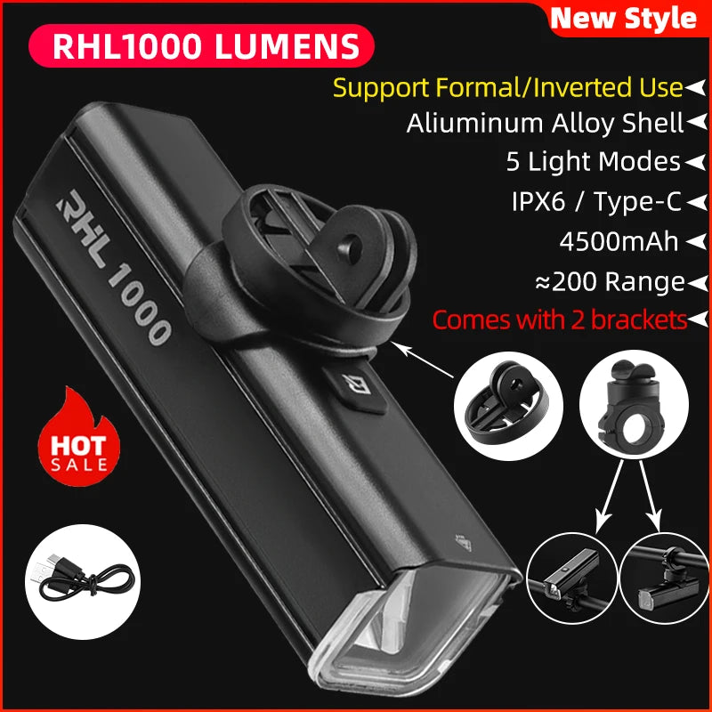 Bicycle Light Type-C Rechargeable Light  MTB Road Bike Light LED Flashlight IPX6 Cycling Outdoor Headlight Accessories