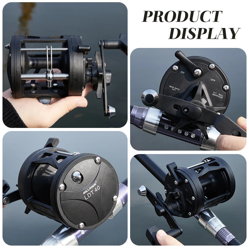 Trolling Drum Fishing Reels 33LB Max Drag 3.8:1 Gear Ratio High Toughness Body Freshwater & Saltwater Universal Bait Caster Fishing Reel