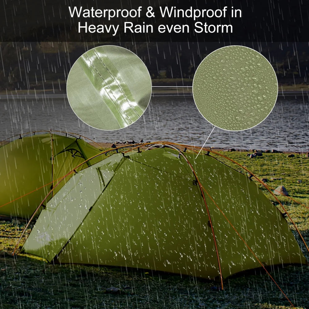 Backpacking Tent 2 Person Lightweight Camping Tent with Foldable Pole, Lightweight Fast Setup Double Layers Waterproof Ultralight Tent Compact 7x4.4ft - Two Doors