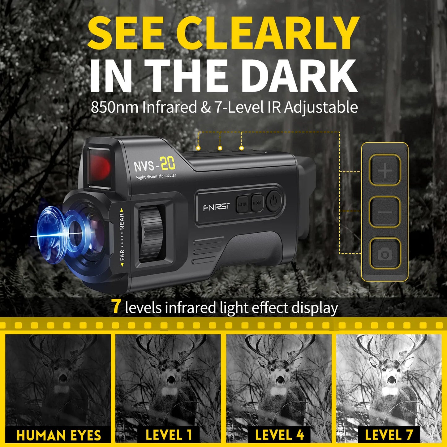 Telescope NVS-20 4K HD Monocular Night Vision Goggles 6X Digital Zoom 300m Hunting Camping Scope Day and Night Dual Use