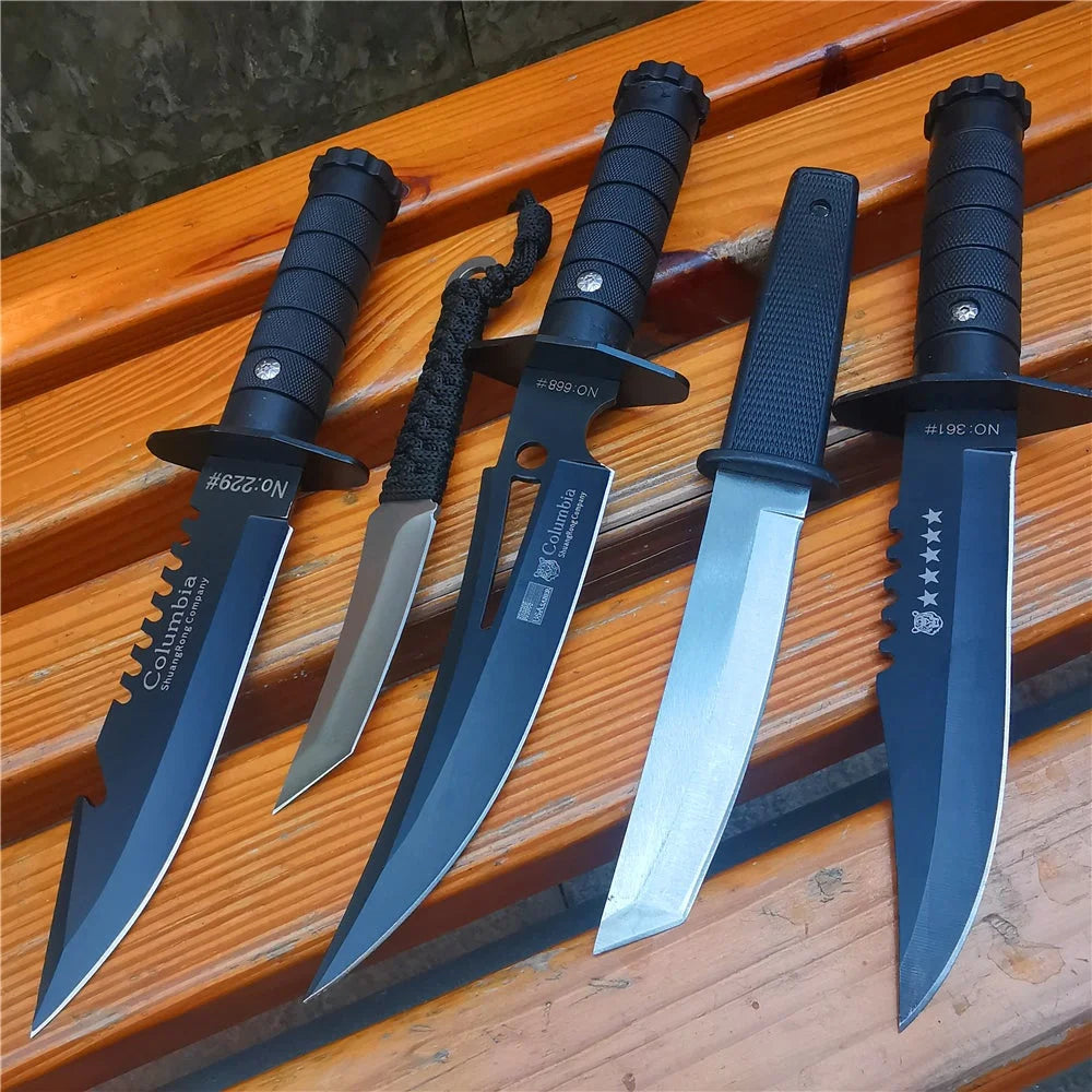 Fixed Blade Knives 420HC Stainless Steel Outdoor Survival Camping Knife with ABS Handle Nylon Sheath