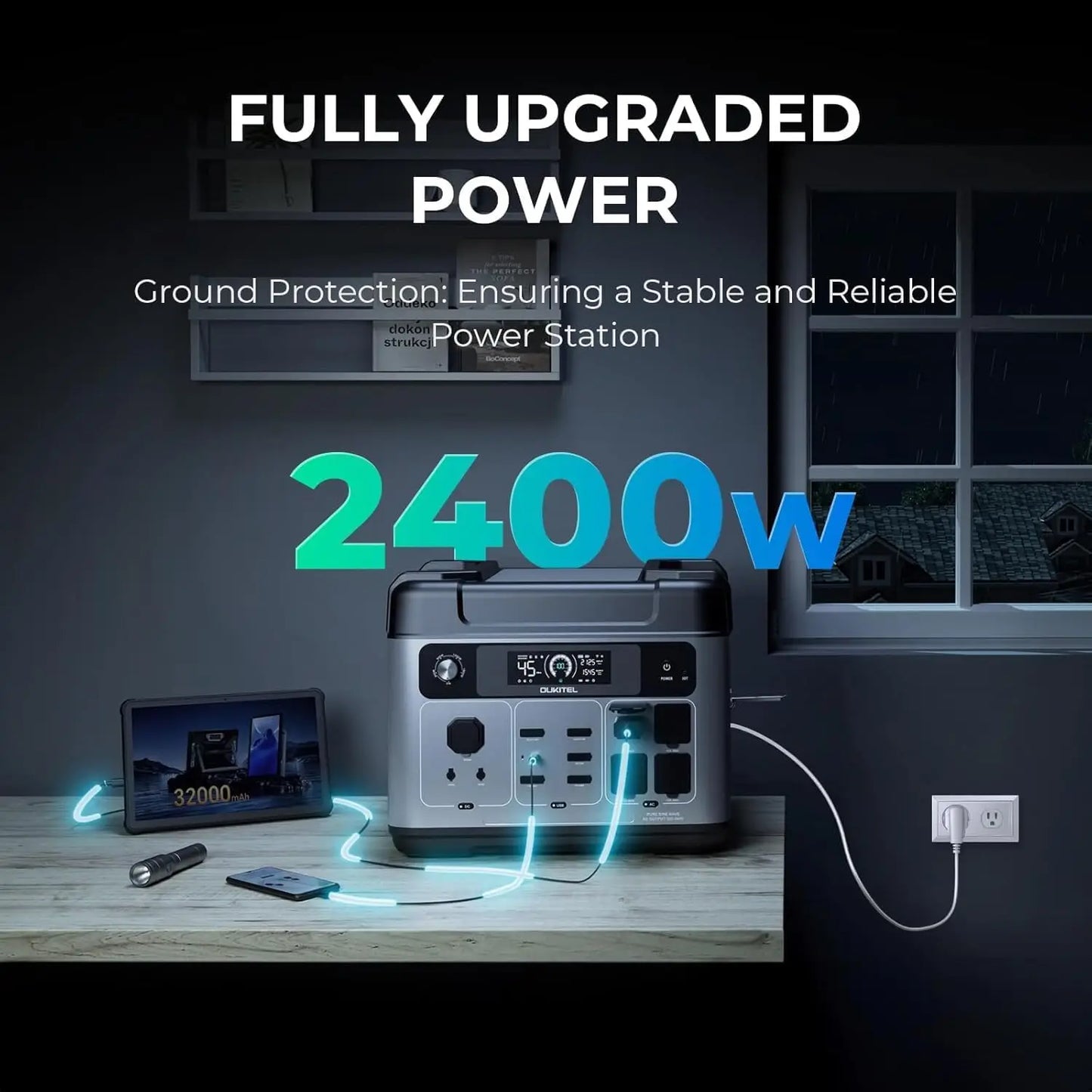 P2001 Plus 2400W Power Station 2048Wh Solar Generator 1.5H Full Charging, APP Control Battery Backup for Outdoor Camping