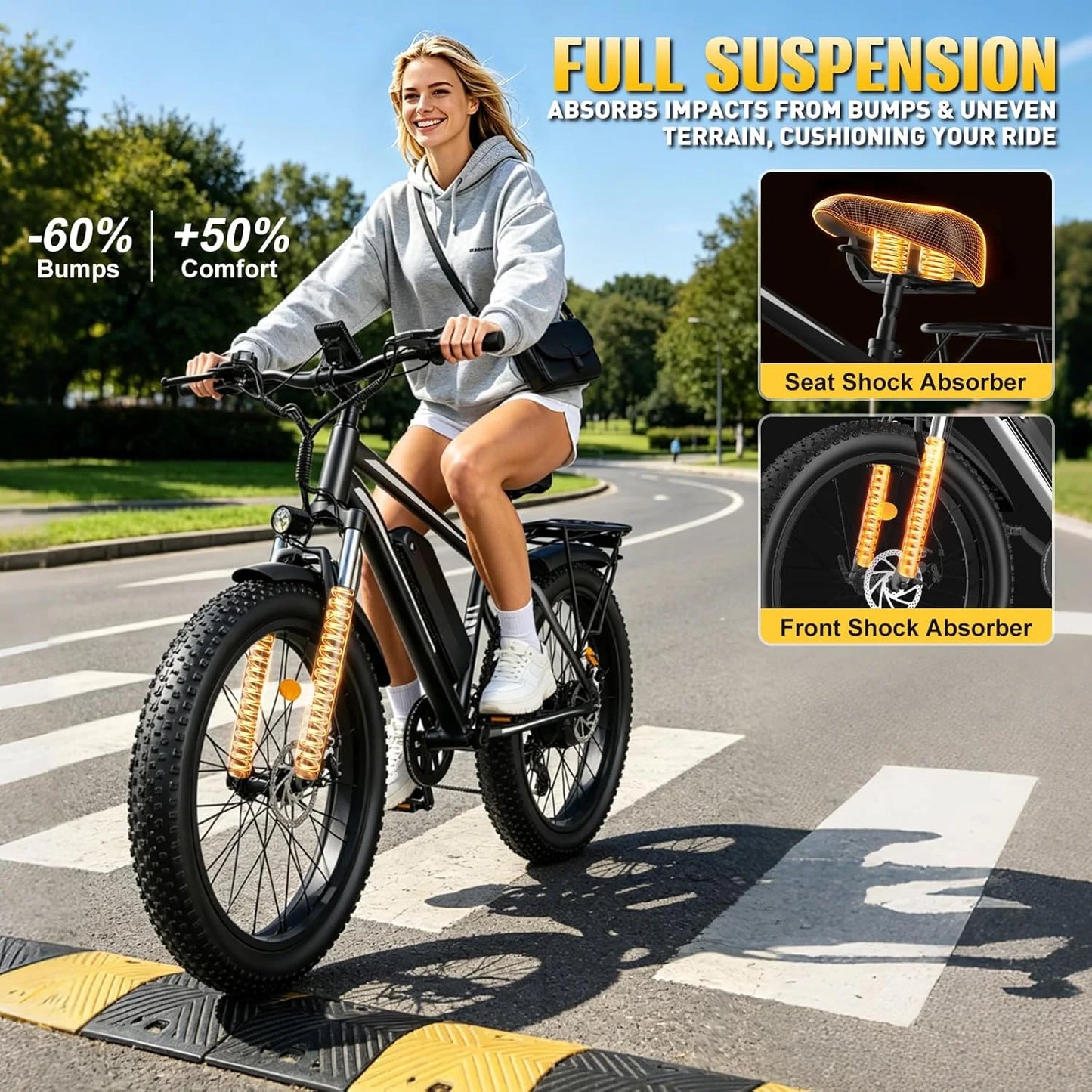26 Inch Adult E-Bike 1000W Brushless Motor Electric Bicycle 48V15AH Battery Road & Off-road Mountain Ebike