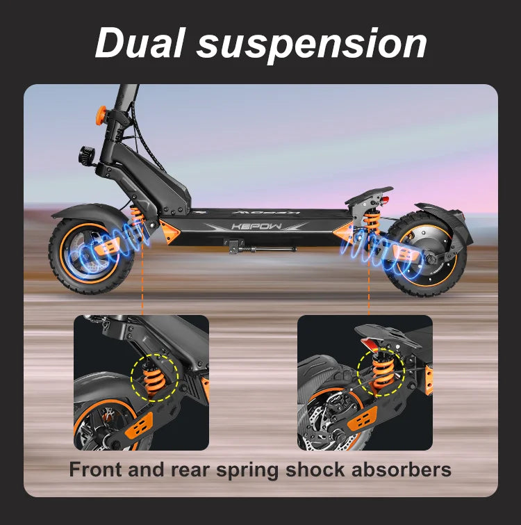 D3 Electric Scooter 52V 20.8Ah Battery 1200W Peak Motor Up to 31MPH High Speed 10 Inch Off‑Road Pneumatic Tires Foldable Design for Adults Portable Commuting E‑Scooter with Smart App Control Dual Suspension Long Range Urb