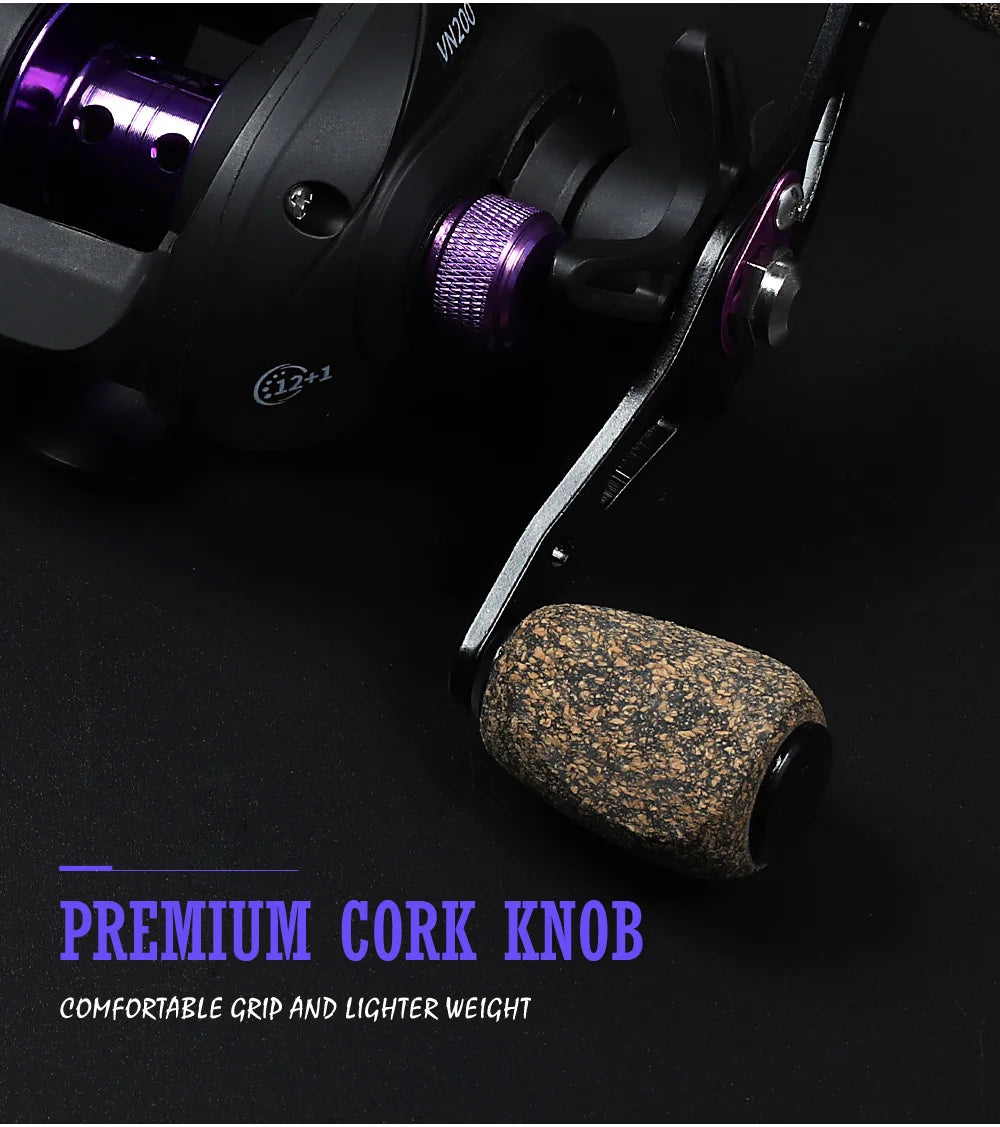 Baitcasting Reel 7KG Max Drag 6.5:1 Gear Ratio Ultra-smooth 12+1BB Professional Baitcaster Fishing Reels for Freshwater Saltwater Bass Trout Fishing