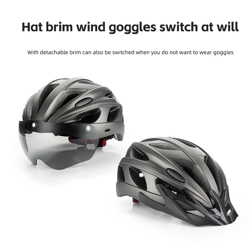 Cycling Helmet Lightweight Integrated Helmet Head Protection Safety Helmet With Goggles Men Women MTB Road Bike Helmet