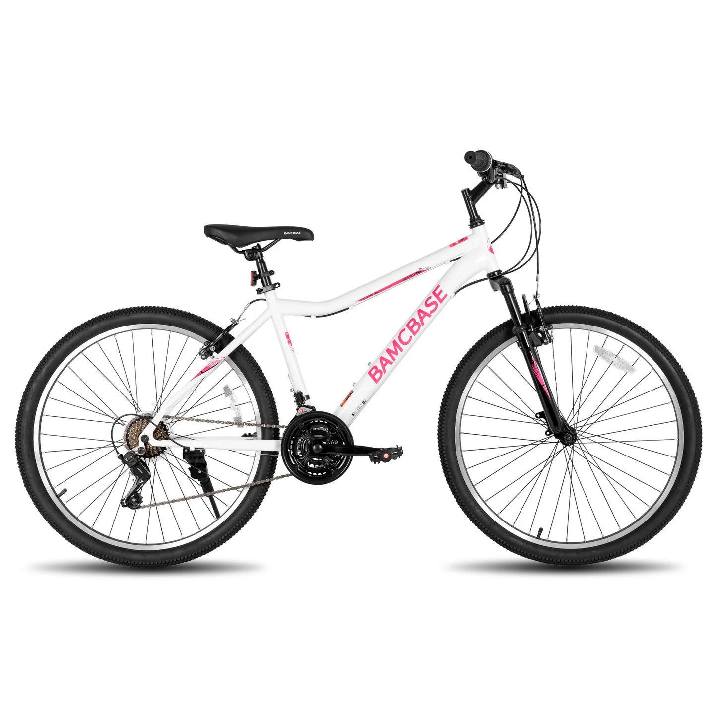 26 Inch Women‘s Mountain Bike, 21 Speed Steel Frame Adult Bicycle, Man MTB Bikes with Suspension Fork, Purple Green White
