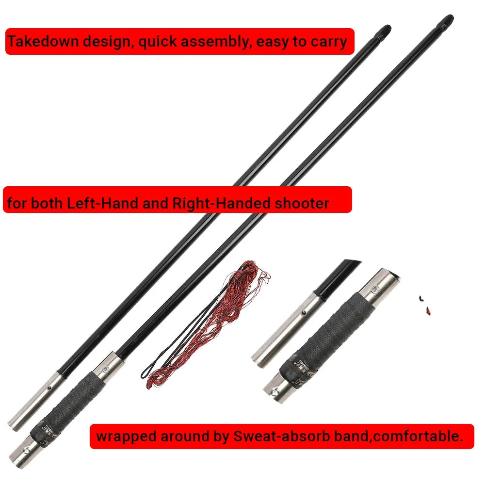Takedown English Longbow 64.5" RH/LH Compatible 60/65/70lbs Draw Weight with Complete Arrow Set for Adults Archery Hunting Shooting Target Practice Outdoor Portable Traditional Bow Accessories