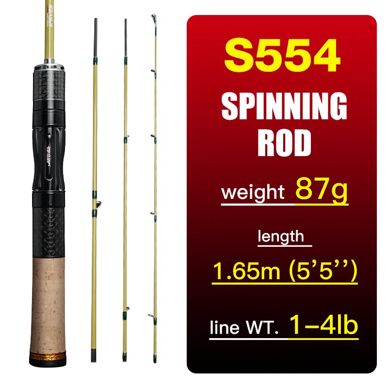 Silent Stream Spining Baitcasting Fishing Rod Carbon Fiber UL Power 1.53/1.65M Spinning Casting Lure Rods 4 Sections