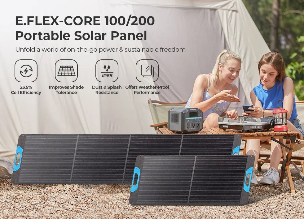 Renogy 200W Portable Solar Panel, IP65 Waterproof Foldable Solar Panel Power Backup, Solar Charger for Power Station RV Camping