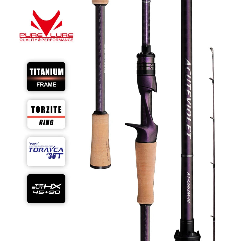 ACUTEVIOLET Regular Fast Action Rod TZ Ring TITANIUM FRAME 6FT Spinning and Casting Bass Pike Catfish Rod Trouts Perch