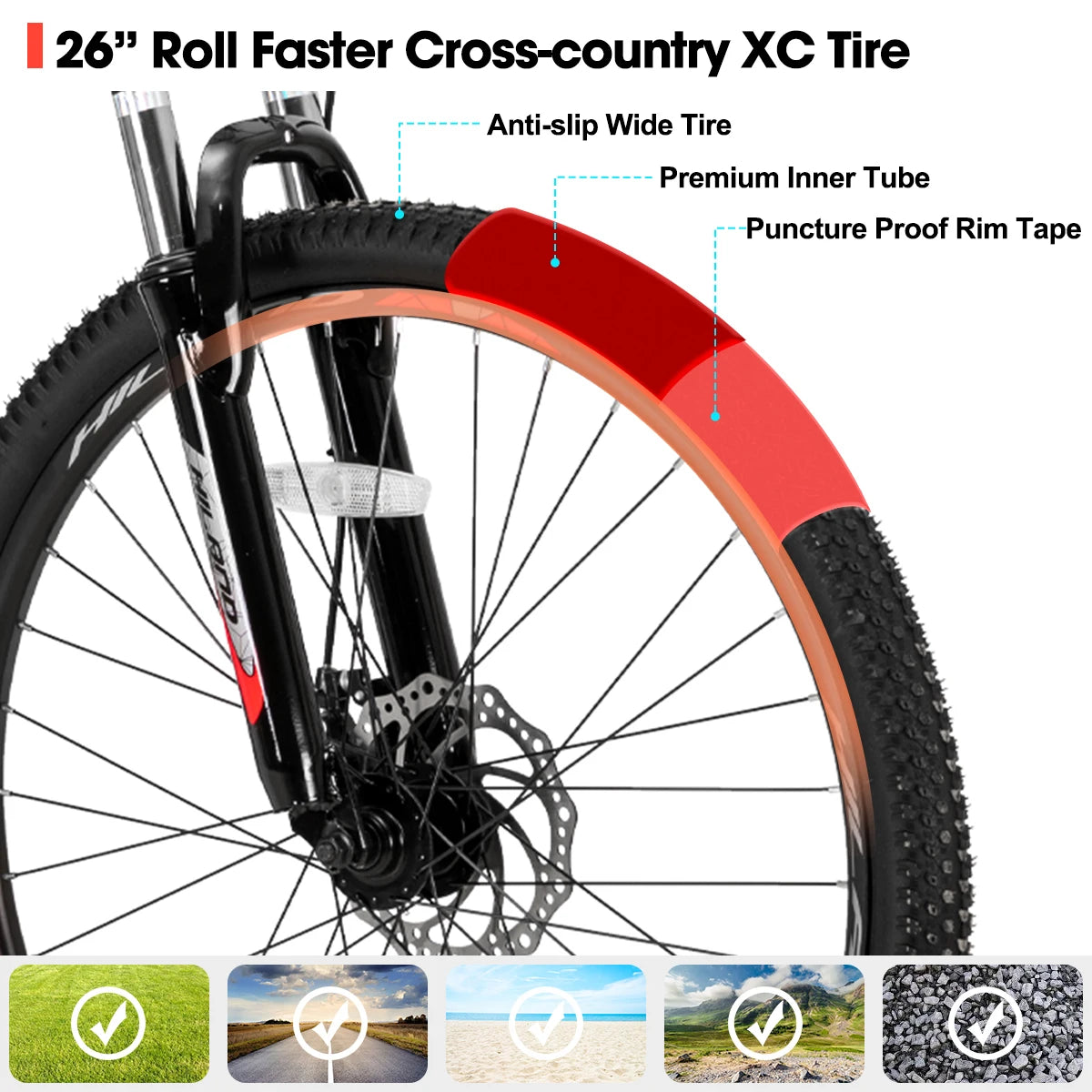 Mountain Bike, Multi-Spokes,Shimano 21 Speeds Drivetrain,Aluminum Frame 26 inch Wheels, Men's MTB Bicycle