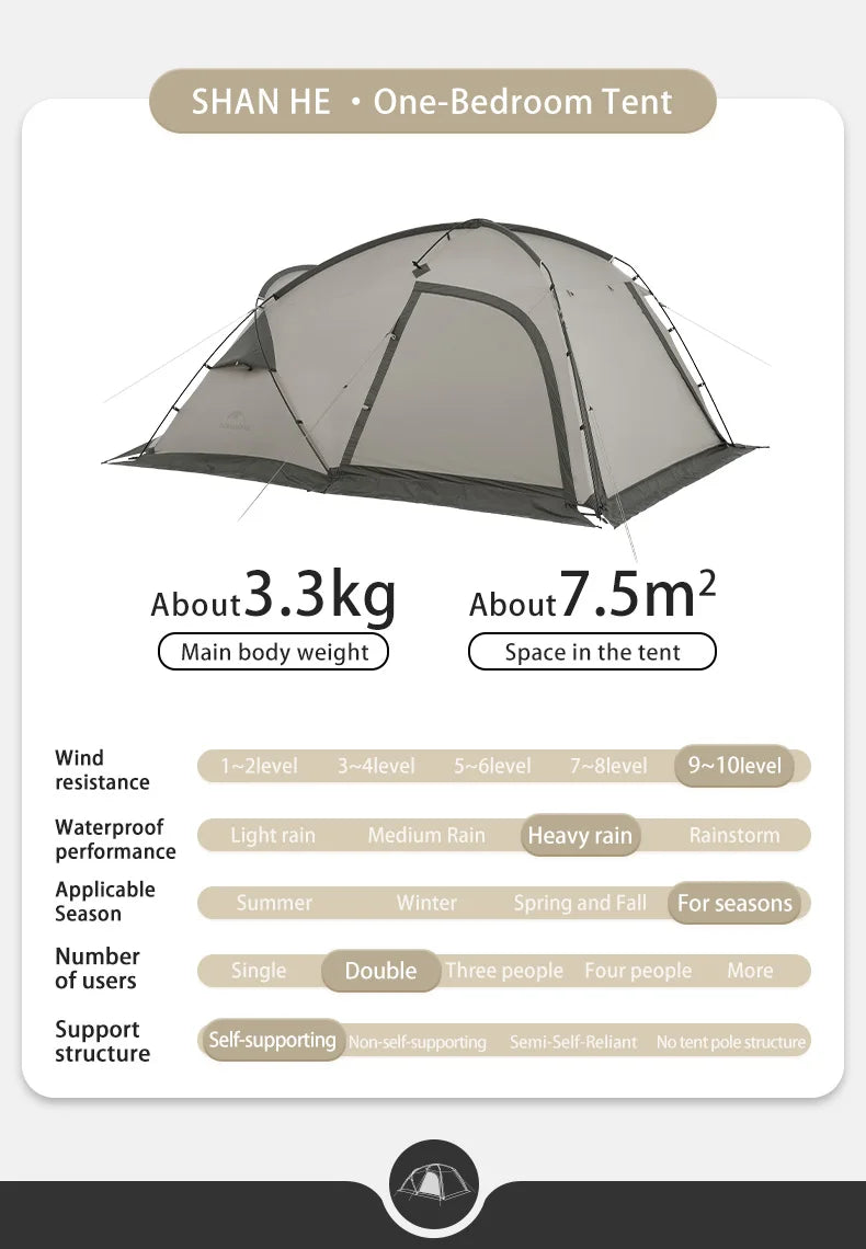 Massif Hot Tent with Stove Jack Waterproof Windproof 4 Season Tent 2 Person Cold Weather Winter Tents for Camping