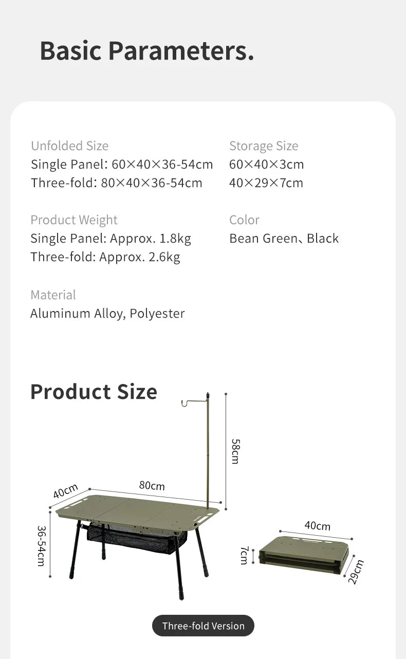 H02 IGT Table Camping Multifunctional Tactical Table Height Adjustable Desk Kitchen Folding Table BBQ Picnic