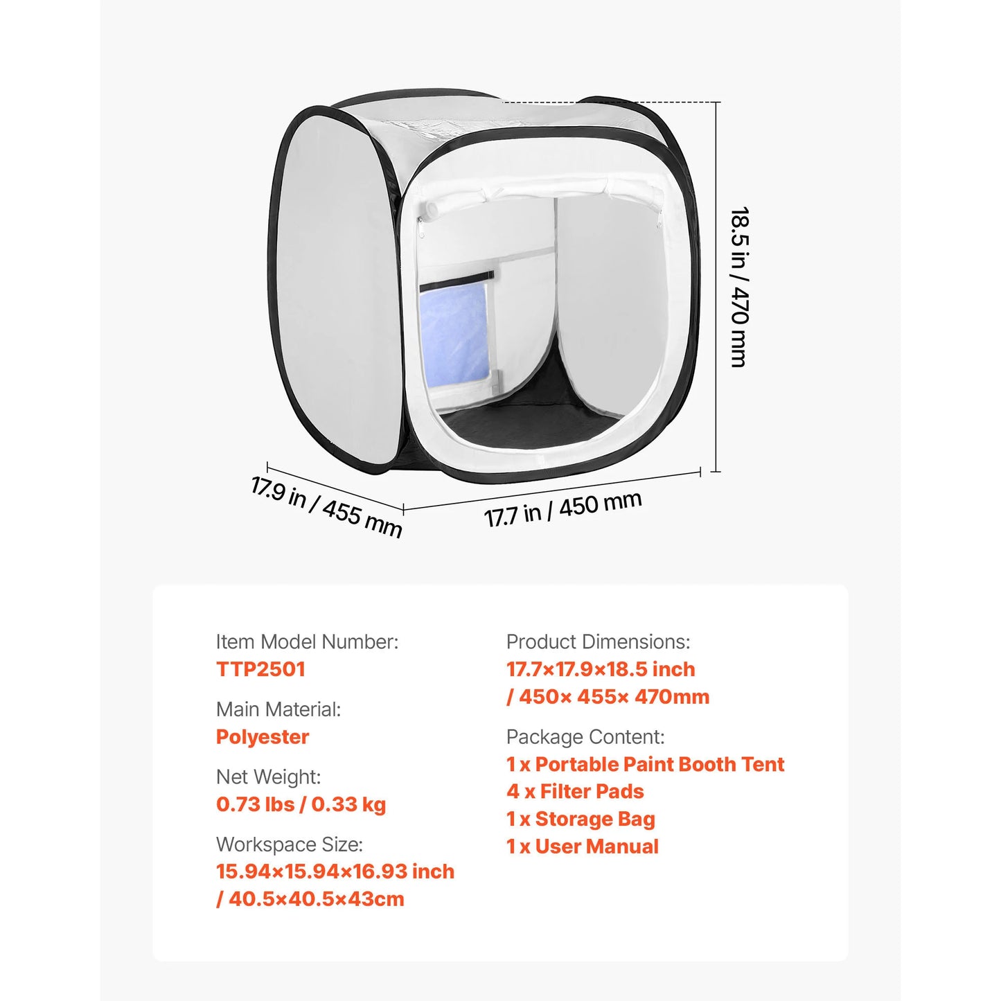 Portable Paint Booth Tent Painting Tent Station Spray Shelter w Built-in Floor Large Space Oxford Spray Painting Tents