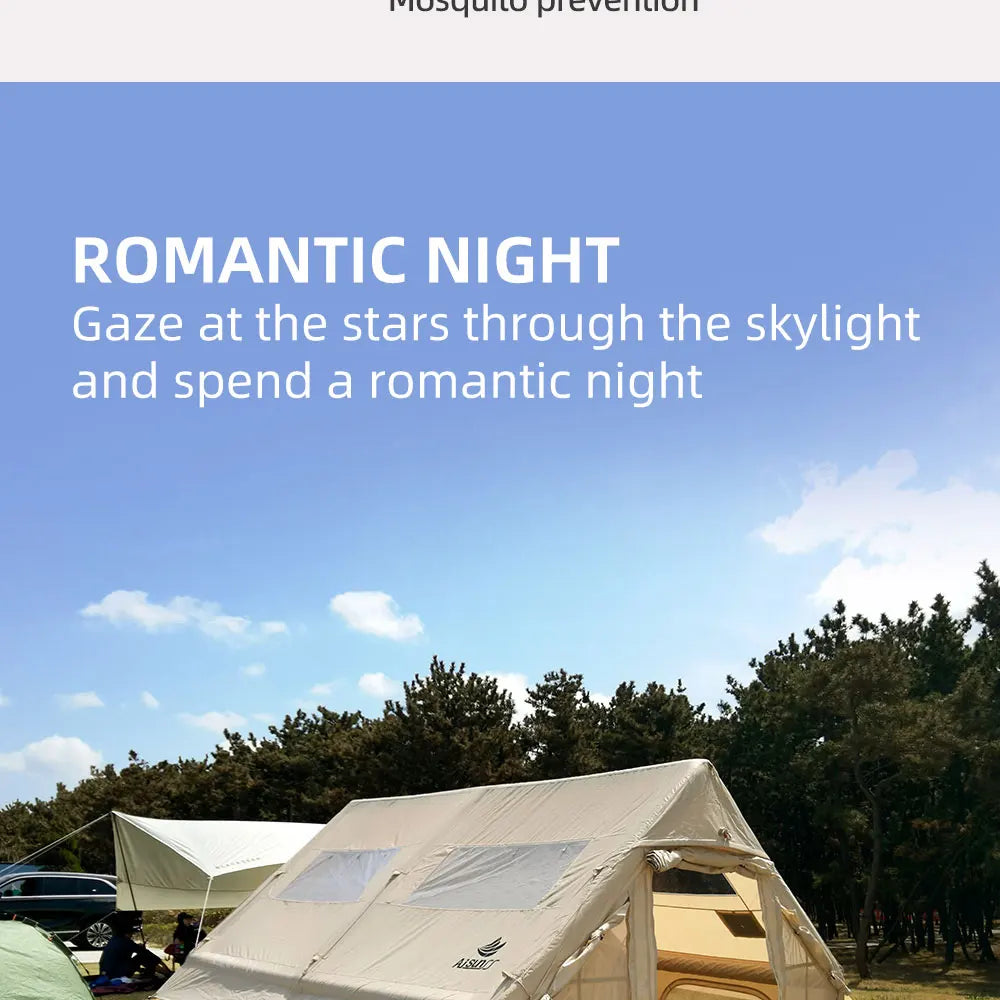 Camping Inflatable Tent for Family, PVC Skylight Air Tube, Camp Base Tents, 12 Square Meters, Large Space, 6-8 Person