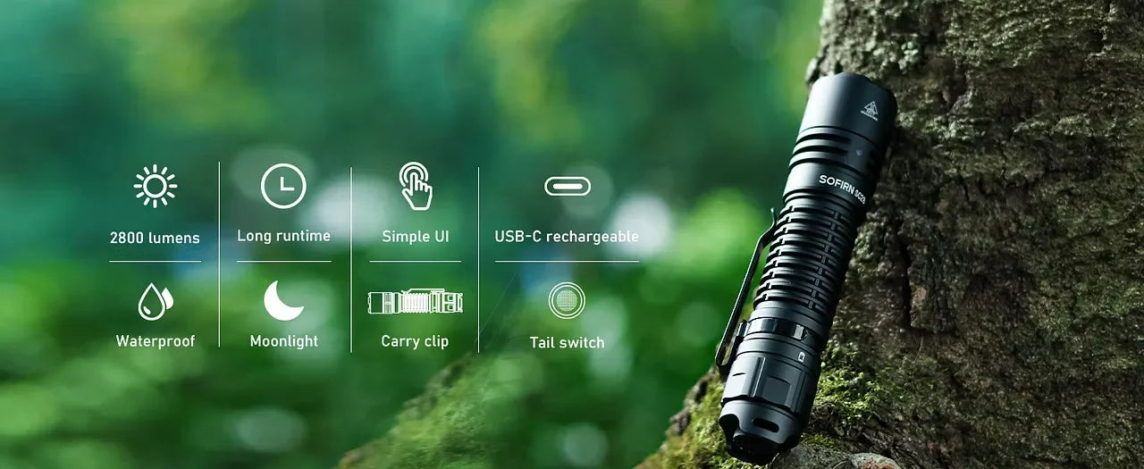 SC28 Powerful Light Tactical XHP50B HD Rechargeable Flashlight 2800 Lumens Lantern EDC Torch IPX8 for Hunting Fishing