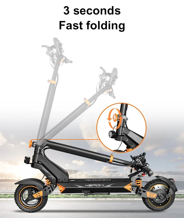 D3 Electric Scooter 52V 20.8Ah Battery 1200W Peak Motor Up to 31MPH High Speed 10 Inch Off‑Road Pneumatic Tires Foldable Design for Adults Portable Commuting E‑Scooter with Smart App Control Dual Suspension Long Range Urb