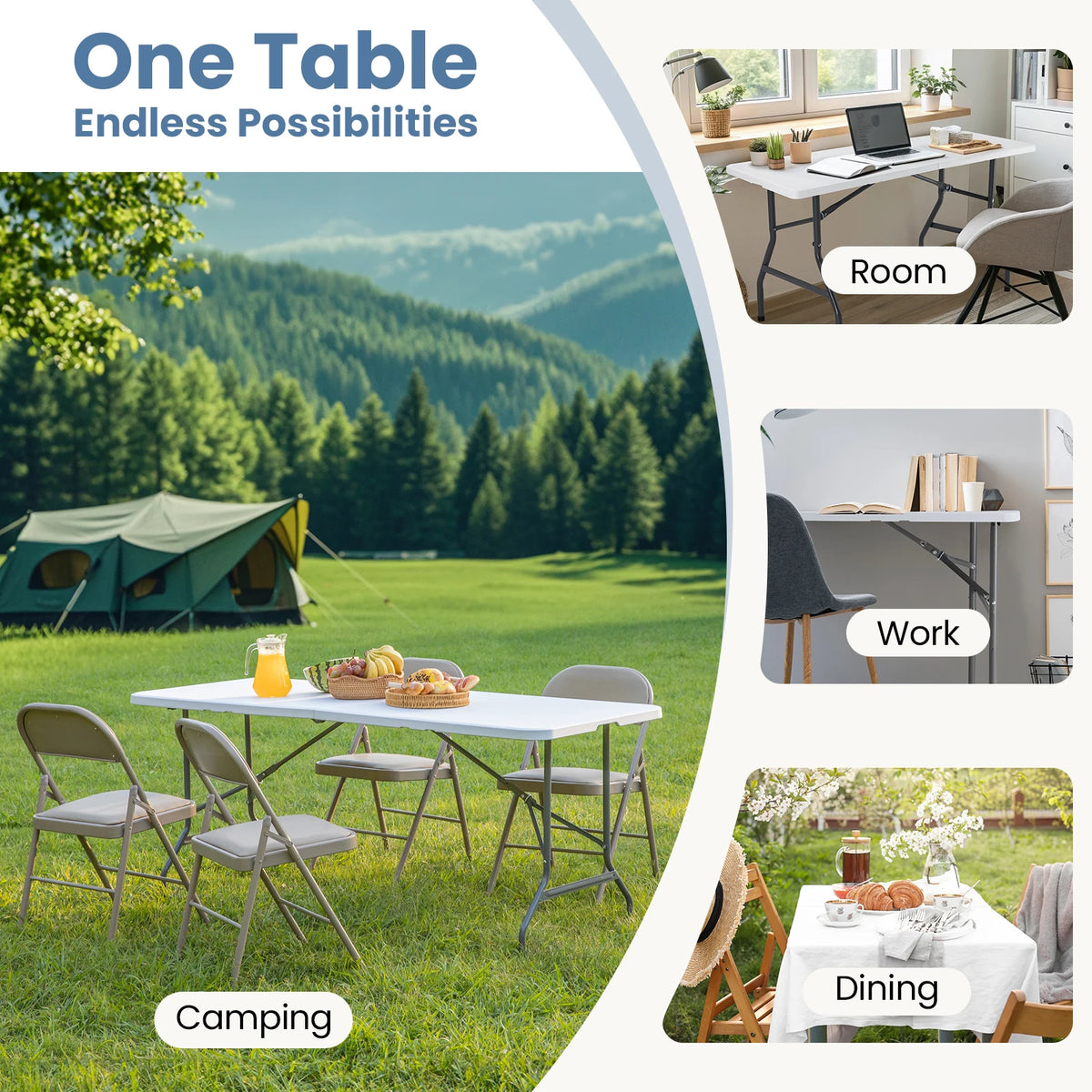Portable Folding Outdoor Camping Table Camping Hiking Heavy Duty Foldable Table with Carrying Handle Safety Lock For Camping Furniture