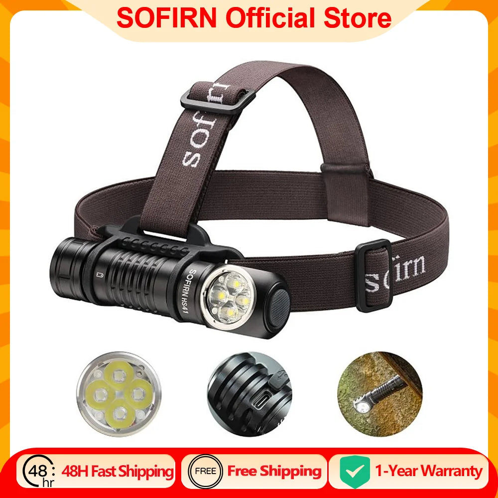 HS41 Headlamp 4000lm 21700 USB C Rechargeable with SST20 LED Torch Indicator with Magnetic Tail Flashlight