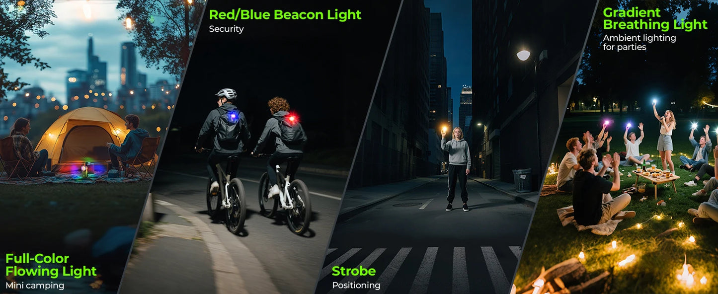 HD03 680LM Mini Clip Light USB Rechargeable Pocket Flashlight Spotlight/Floodlight Portable RGB Torch with Magnet