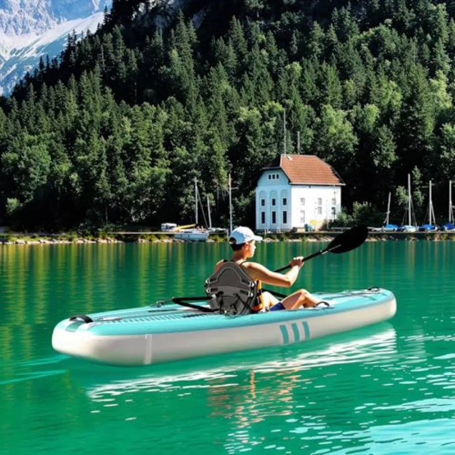 2-Person Inflatable Kayak with Drop-Stitch Floor Lightweight Portable Durable Solo Kayak for Fishing Touring and Recreational P