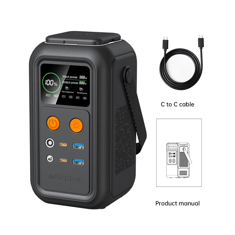 200W Power Station Camping 192Wh Lifepo4 Power Bank 60000mAh Portable Charger Battery Emergency Power USB TYPE-C Port