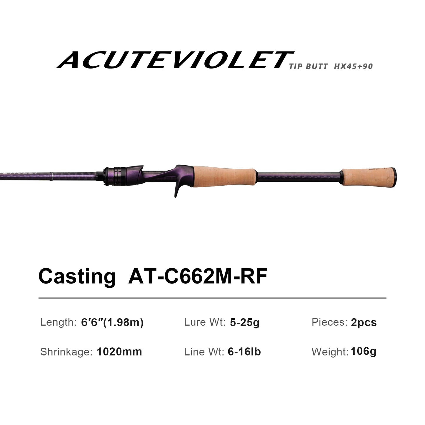 ACUTEVIOLET Regular Fast Action Rod TZ Ring TITANIUM FRAME 6FT Spinning and Casting Bass Pike Catfish Rod Trouts Perch