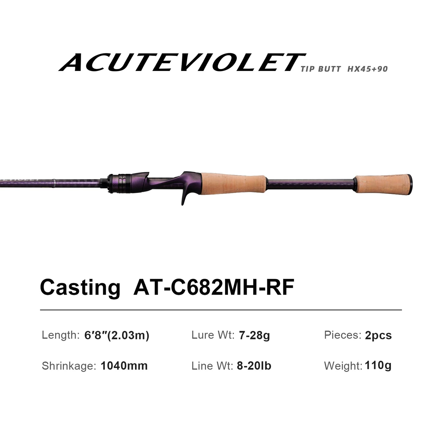 ACUTEVIOLET Regular Fast Action Rod TZ Ring TITANIUM FRAME 6FT Spinning and Casting Bass Pike Catfish Rod Trouts Perch