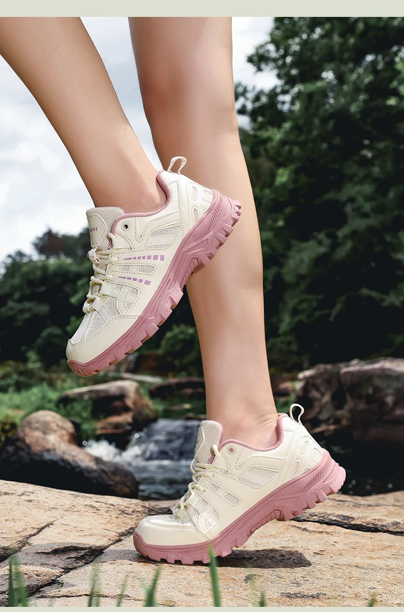 Hiking Shoes Women Shock-absorbing Lace-up Outdoor Low-top Men Shoes Comfortable Flat Breathable Casual Sneakers Men