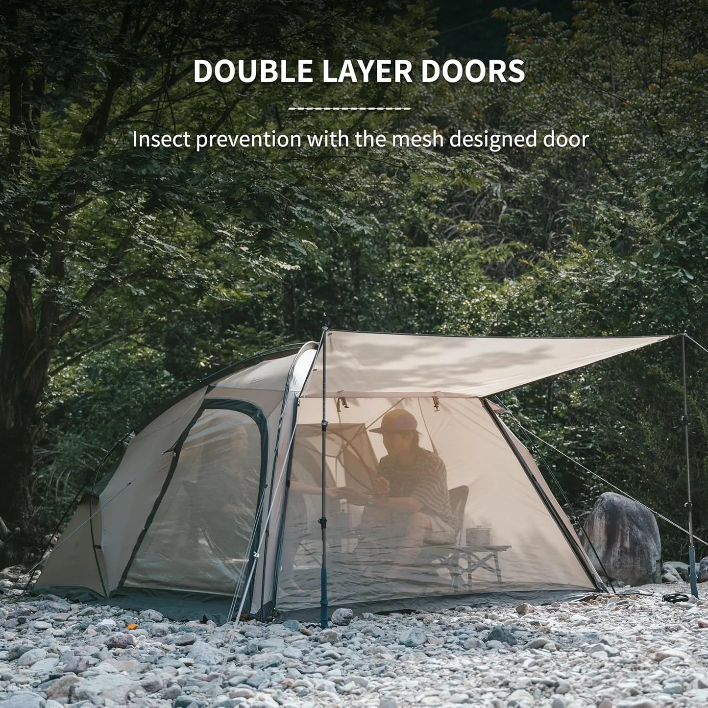 Massif Hot Tent with Stove Jack Waterproof Windproof 4 Season Tent 2 Person Cold Weather Winter Tents for Camping