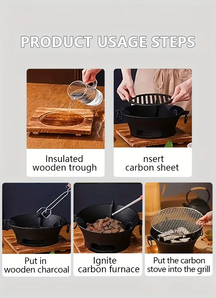 Cast Iron Oven Fireplace Charcoal And Alcohol Stove Barbecue Family Outdoor Picnic Water Tea Boiling Stove Garden Camping