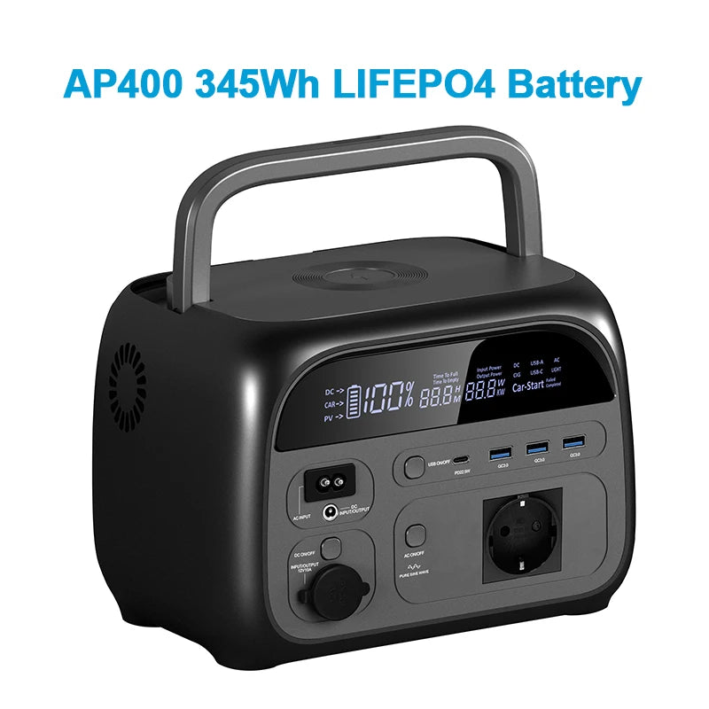 500W Portable Power Station 345.6Wh Solar Generator LiFePo4 Batteries AC 220V Energy Storage Supply Camping 2PCS AP400