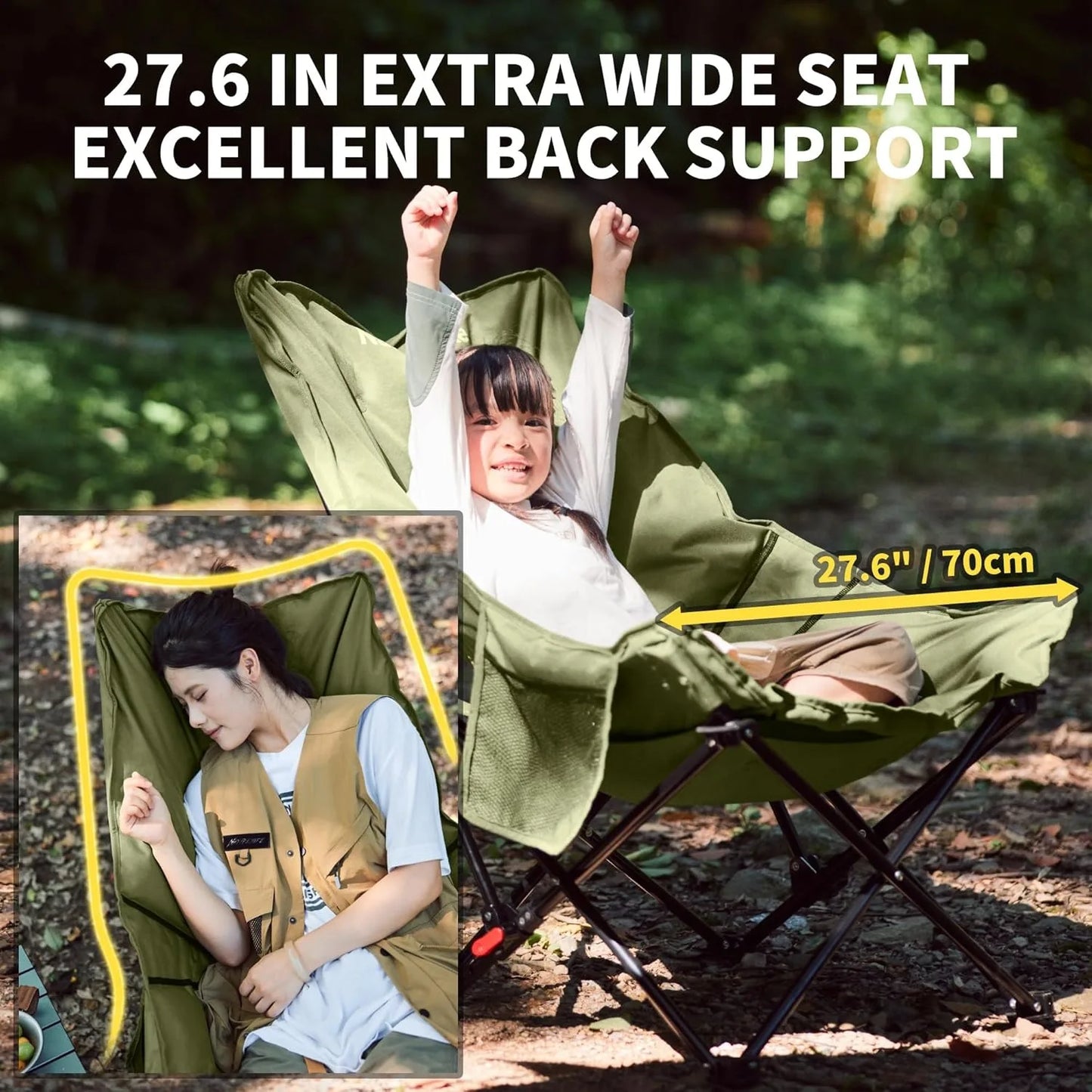 High Back Moon Chair Camping Outdoor Fishing Folding Gather Adjustable Lounge Chair Portable Picnic Leisure Seat