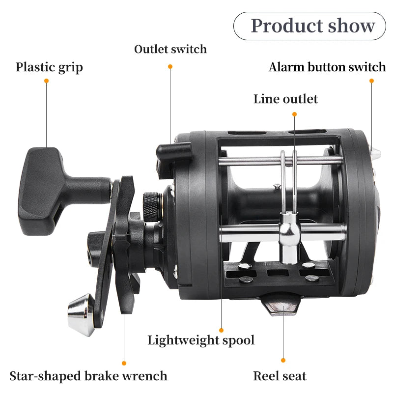 Trolling Drum Fishing Reels 33LB Max Drag 3.8:1 Gear Ratio High Toughness Body Freshwater & Saltwater Universal Bait Caster Fishing Reel