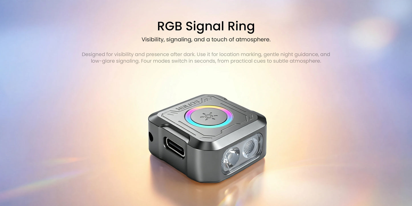 Mini EDC SE1 300LM Pocket Flashlight RGB Signal Ring with UV Light and Magnetic for Night Run Door Check