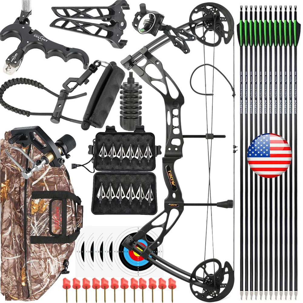 Archery Compound Bow 0-70lbs Adjustable Durable Aluminum Alloy Riser for Beginners Hunting and Target Shooting Practice