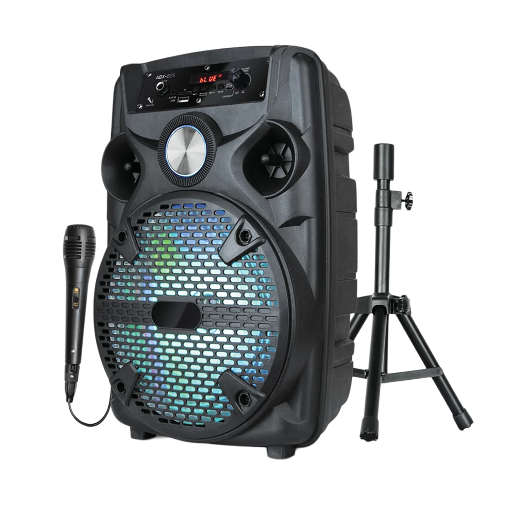 1100W Portable Bluetooth Party Speaker 8" Subwoofer w/Stand Sound System Dj Karaoke RGB Light Rechargeable Speaker with Mic