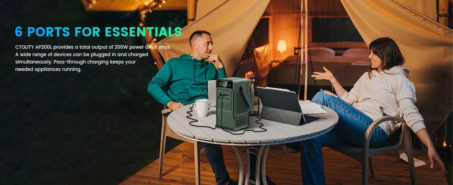 200W Power Station Camping 192Wh Lifepo4 Power Bank 60000mAh Portable Charger Battery Emergency Power USB TYPE-C Port