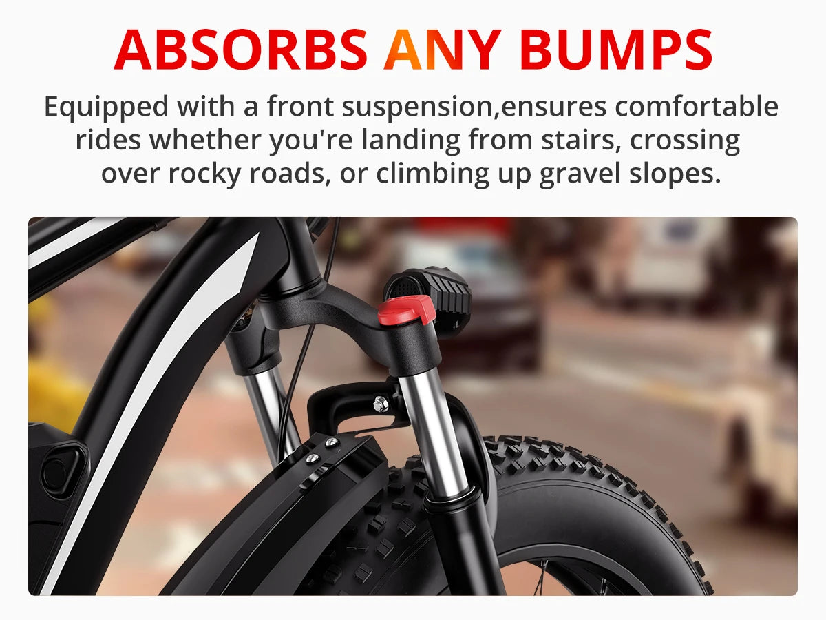 Electric Bike EB26 Adults Electric Bicycle Peak 1500W 48V 15AH e bike 26" Fat Tire Mountain Bike 31mph  Electric Dirt Bike