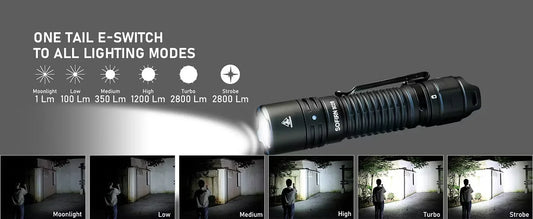 SC28 Powerful Light Tactical XHP50B HD Rechargeable Flashlight 2800 Lumens Lantern EDC Torch IPX8 for Hunting Fishing