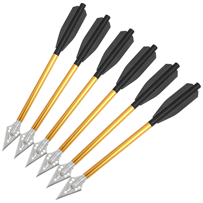 12pcs Archery Aluminium Arrows Black/Gold/Red 6.7 inch Crossbow Bolt Blade Arrowheads Hunting Shooting Target Outdoor Sports