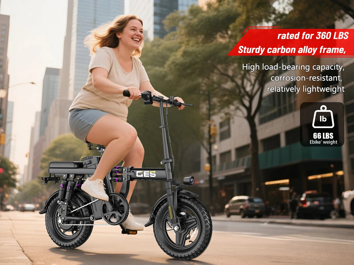 GE5 Adults Electric Bike 500W Peak Motor 48V 15AH Removable Battery Electric Bicycle 14 Inch Folding Urban leisure e bike