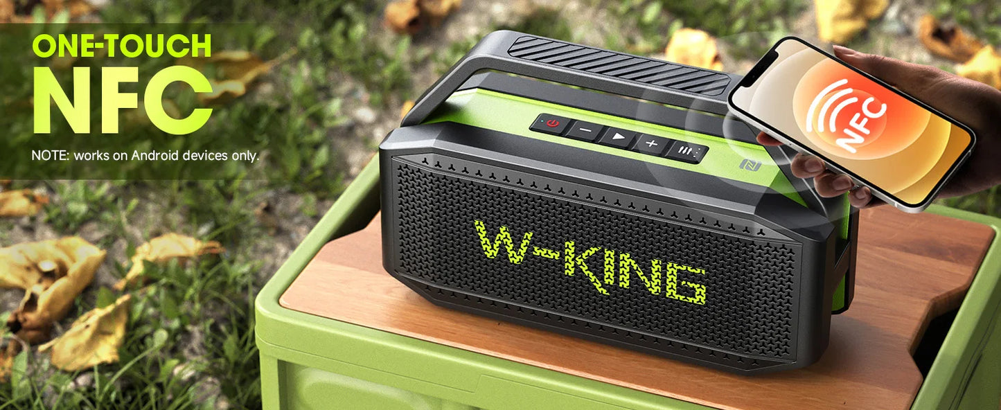 D9-1 Green Bluetooth Speaker, 100W Peak 60W HD IPX6 Portable Speaker Wireless Loud Waterproof Outdoor Party Large Boombox 2 Subwoofer/Ex-Large Passive Radiator-All Round Deep Bass/40H/PowerBank/TF/AUX/EQ