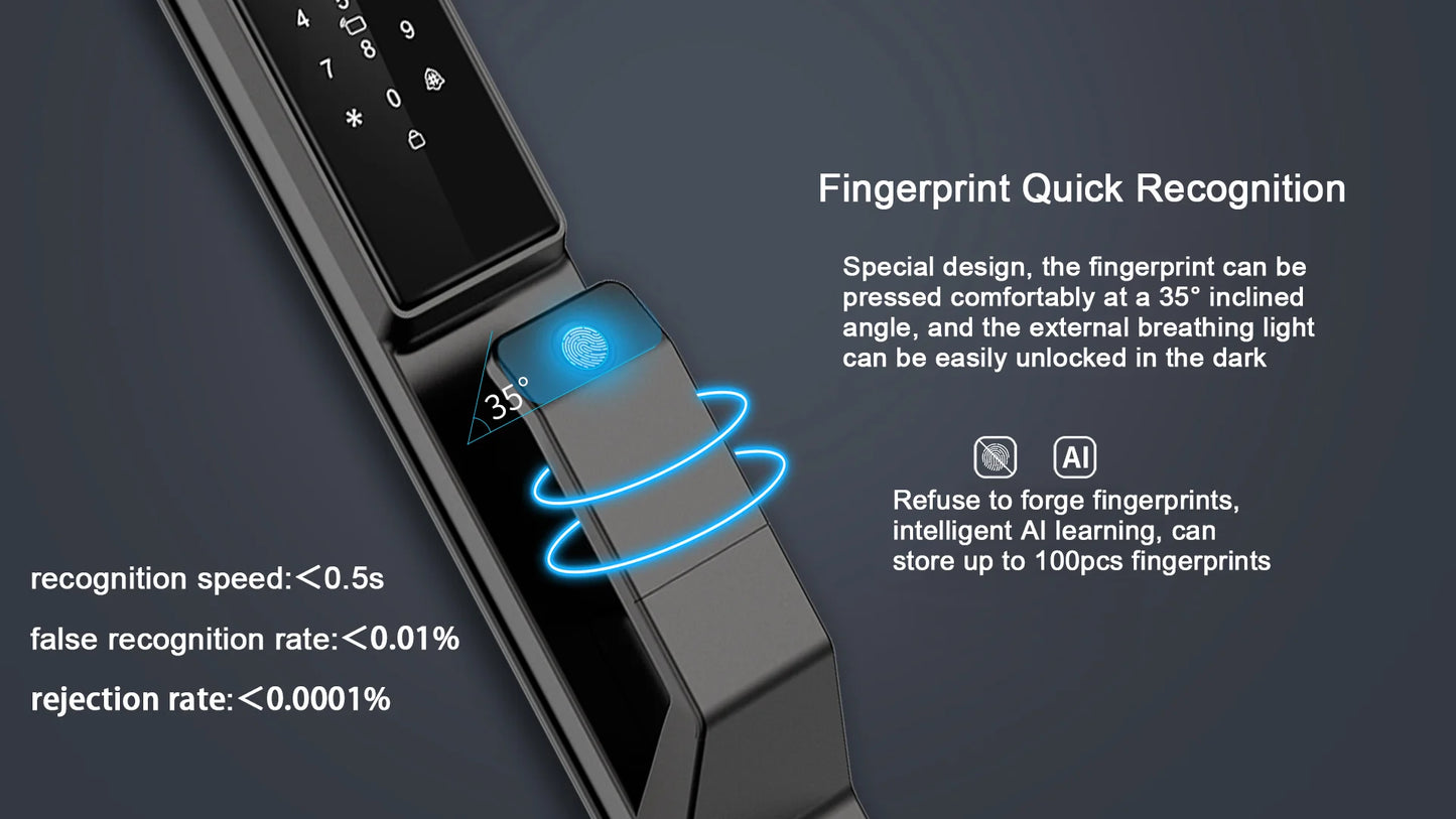 Waterproof Outdoor Smart  Lock Wifi Alexa Tuya APP Aluminium Alloy Material Fingerprint Password Smart Door Lock With Camera